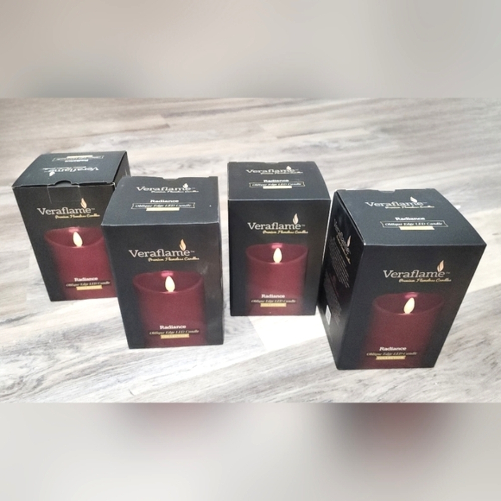 Veraflame Set Of 4 Premium Flameless Red LED Candles - New In Box - Picture 8 of 9